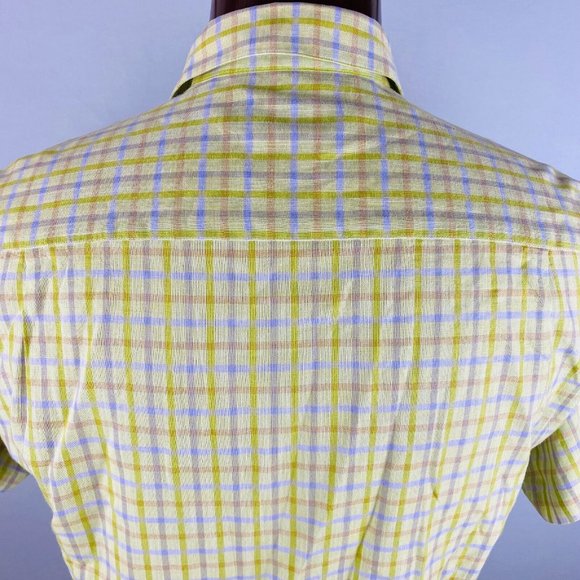 Bugatchi Mens Medium M Short Sleeve Button Down Collar Pocket Casual Shirt - Picture 7 of 8